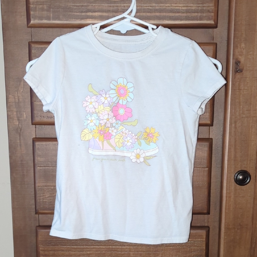 Cat & Jack White Floral Sneaker Graphic Tee